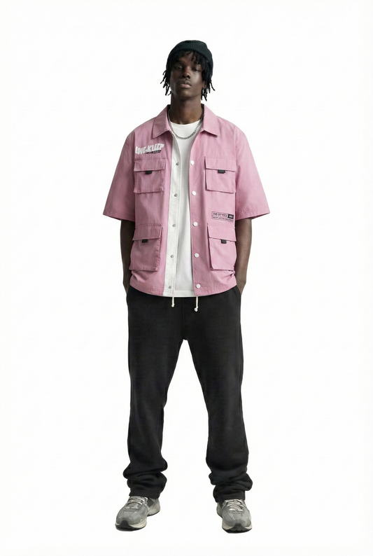 Canon Men's premium crispy nylon short sleeve coach jacket