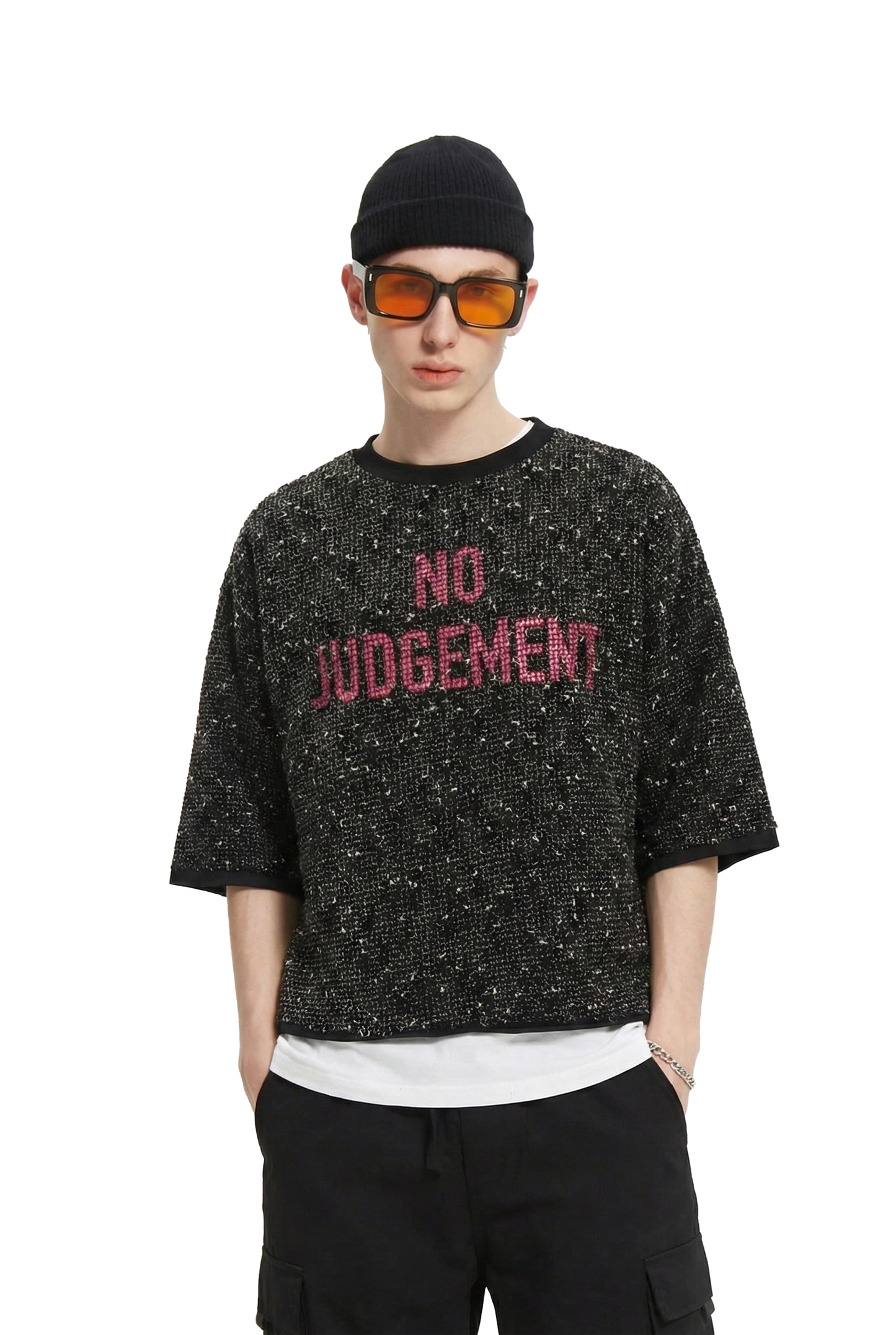 DIVINE S/N Jersey 3/4 Sleeve Crop Top Tee