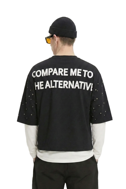 KARAN S/N Jersey 3/4 Sleeve Crop top Tee with Layered long sleeve