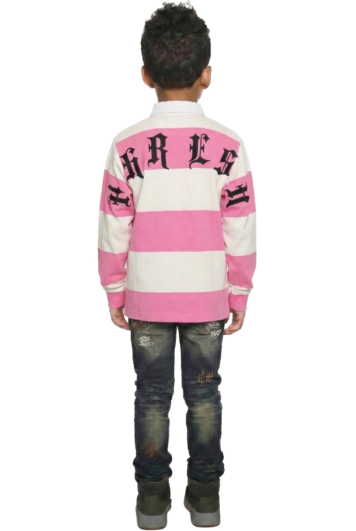 CREPE Kid's Long Sleeve Polo Shirt With Heavy Embroidery Works (PHRESH)
