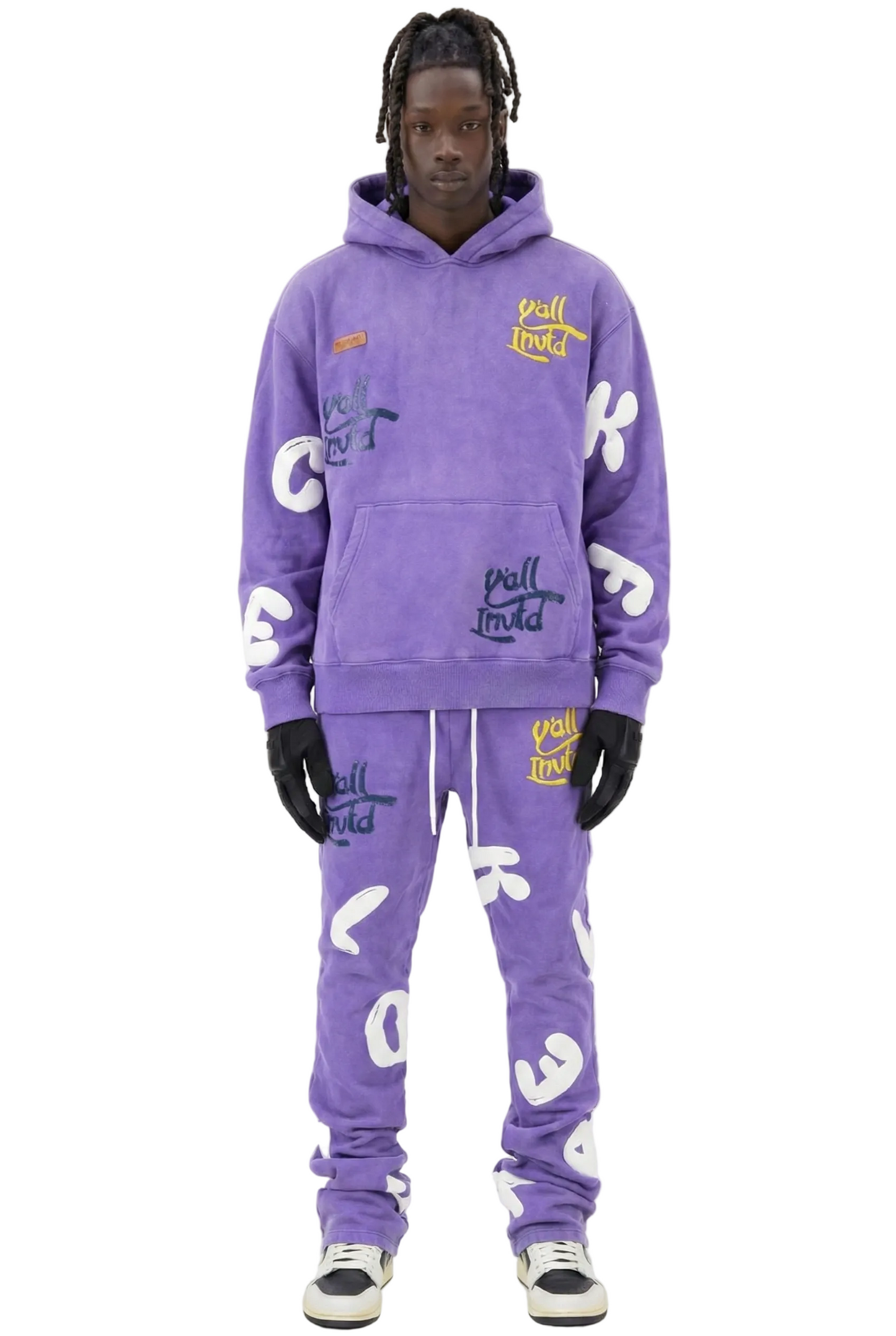 MADRI Heavy weight brushed graphic pullover hoodie