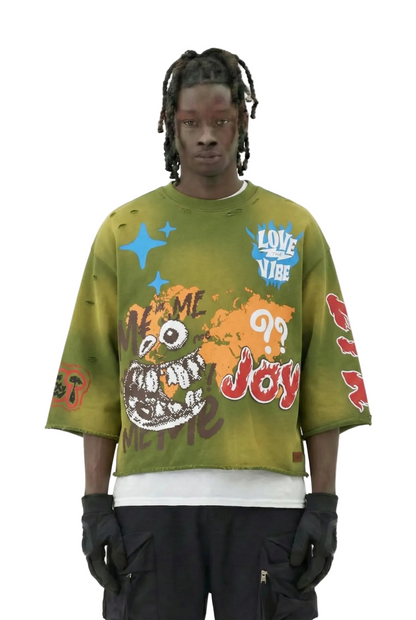 GARNIO SN/ Jersey 3/4 Sleeve Crop Top Tee