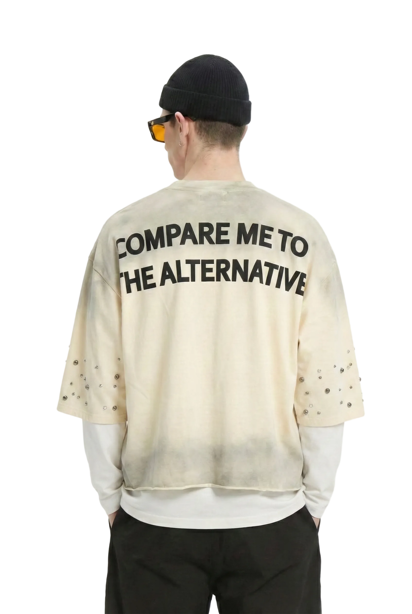 NOEL S/N Jersey 3/4 Sleeve Crop top Tee with Layered long sleeve