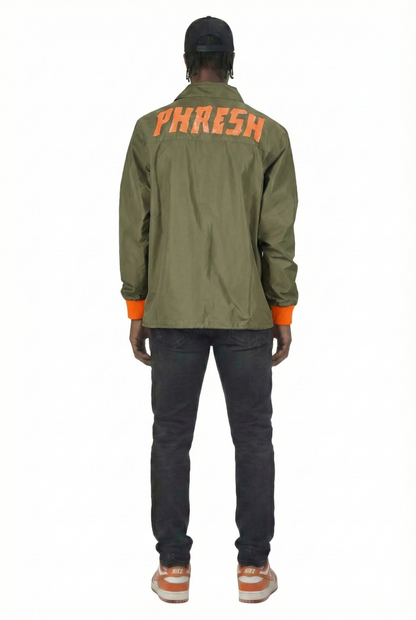 BELMONT Men's premium nylon long sleeve coach jacket with multi patches
