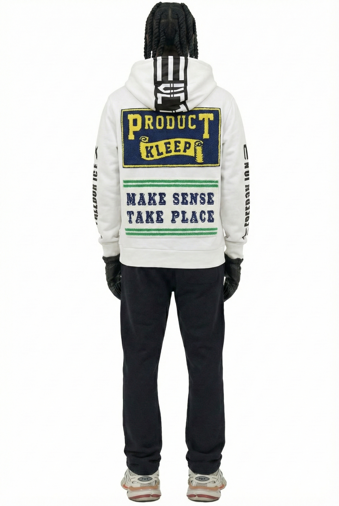 KLEEP Men's Premium French Terry Pullover Hoodie with Chenille Patch&Print