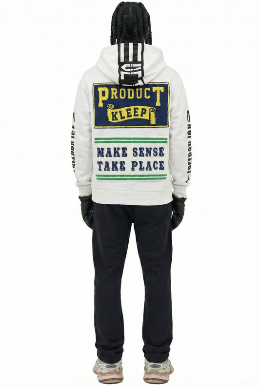 KLEEP Men's Premium French Terry Pullover Hoodie with Chenille Patch&Print