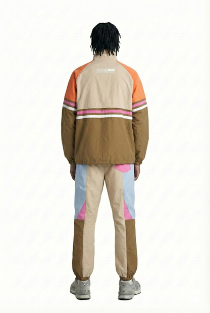 HAZEL Retro Men's premium crispy nylon long sleeve half zip pullover jacket