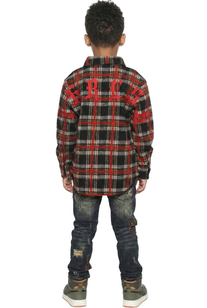 MALLARD Kid's Premium Mid-weight Flannel Shirt With Heavy Embroidery Works, Patch Work & Print Effects