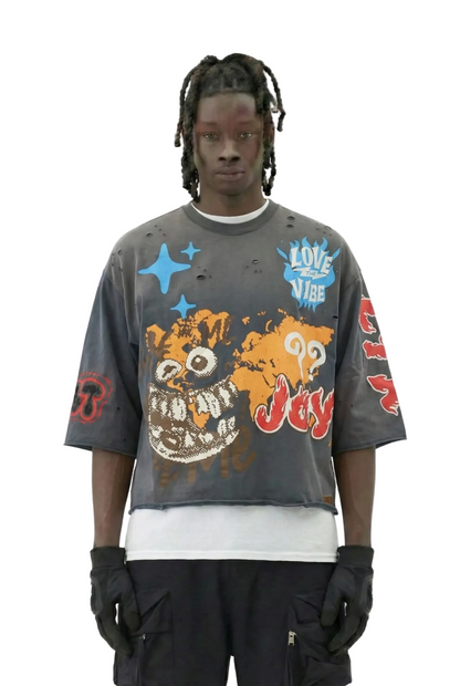 PORTER S/N Jersey 3/4 Sleeve Crop Top Tee