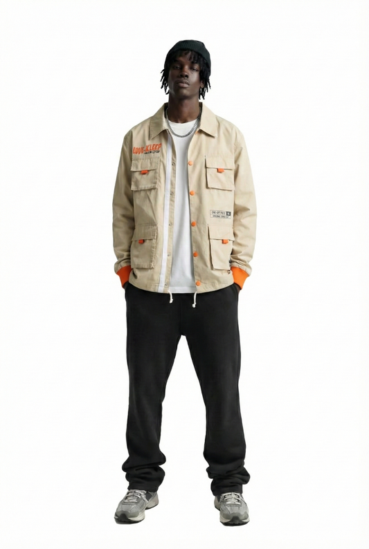 NUAL Men's premium crispy nylon long sleeve coach jacket