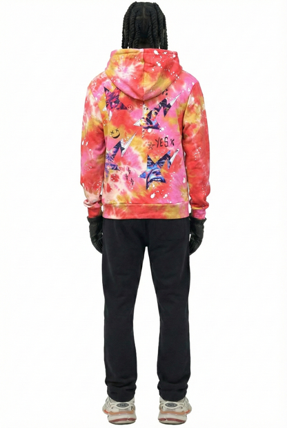 Mulberry Men's Premium Tie dye Pullover Hoodie