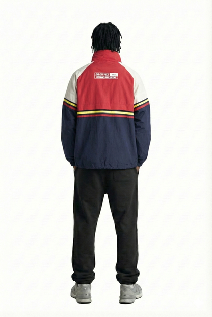 RUFOUS Retro Men's premium crispy nylon long sleeve half zip pullover jacket