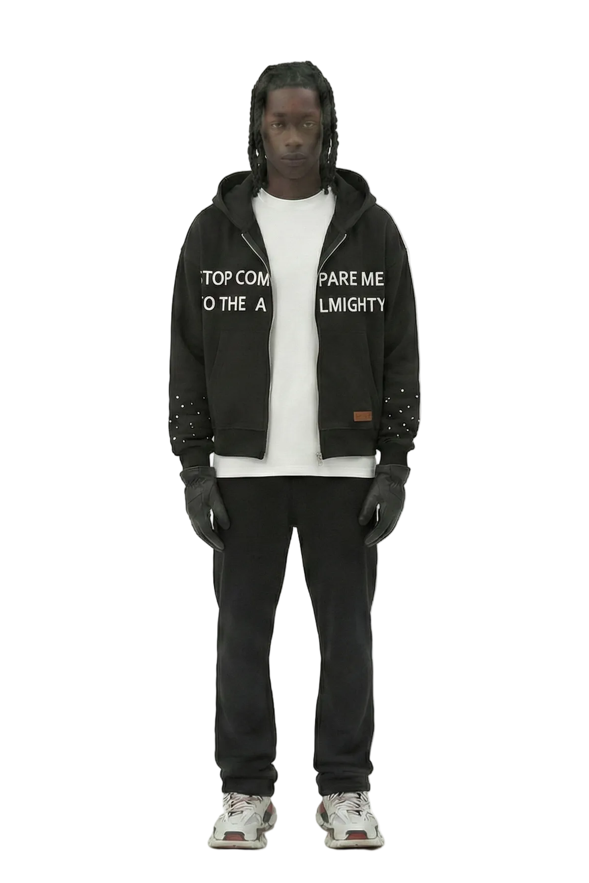 KARAN French Terry Long Sleeve Crop Top Full Zip Hoodie