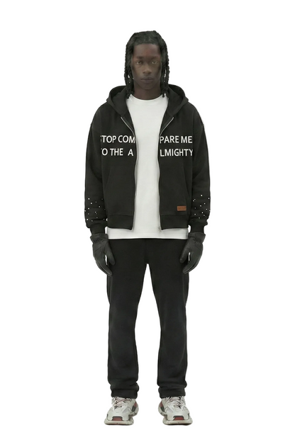 KARAN French Terry Long Sleeve Crop Top Full Zip Hoodie