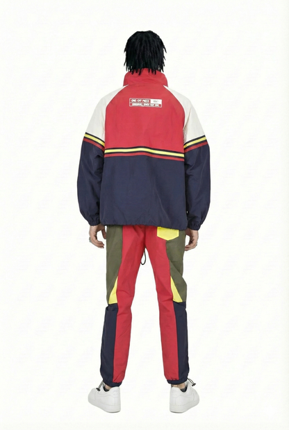 RUFOUS Retro Men's premium crispy nylon long sleeve half zip pullover jacket
