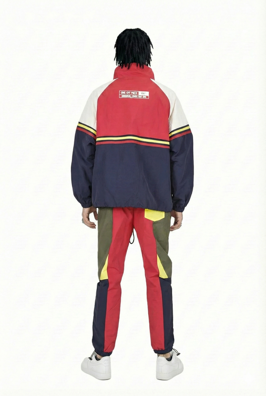 RUFOUS Retro Men's premium crispy nylon long sleeve half zip pullover jacket