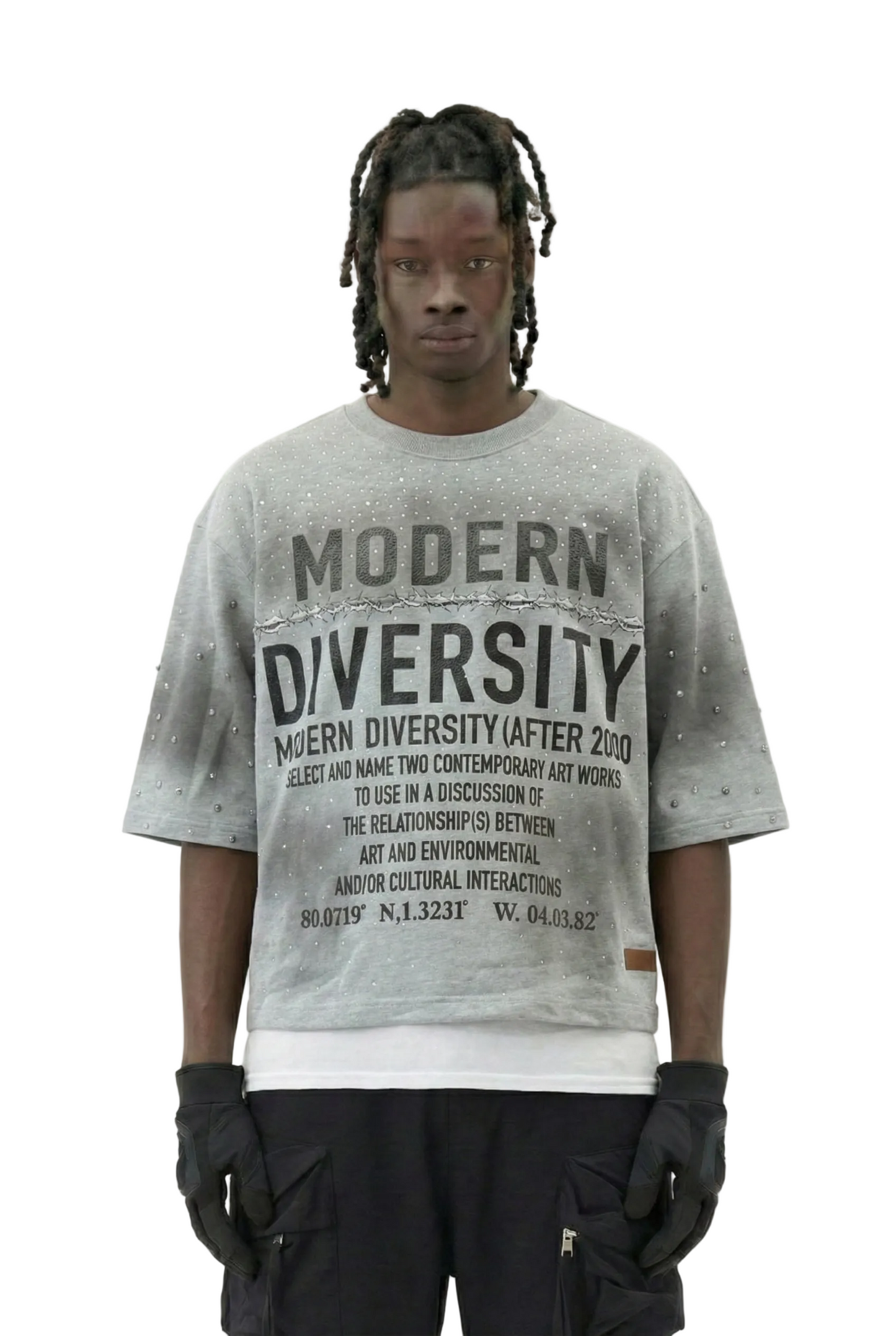 OBSIDIAN French Terry 3/4 Sleeve Crop Top Tee