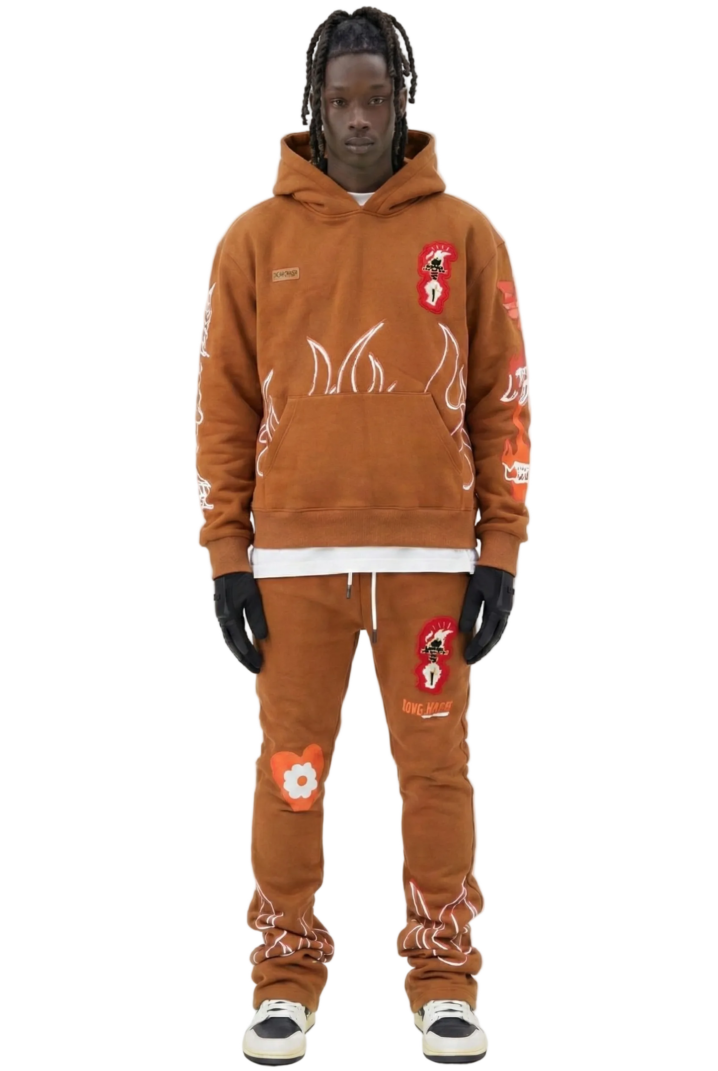 BRUNETTE Heavy weight brushed graphic pullover hoodie