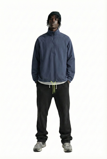 STEEL Men's premium crispy nylon long sleeve half zip pullover jacket