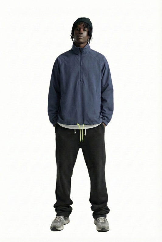 STEEL Men's premium crispy nylon long sleeve half zip pullover jacket