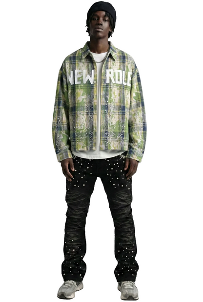 QUARTZ Heavy Flannel Crop Top Button Down Shirt