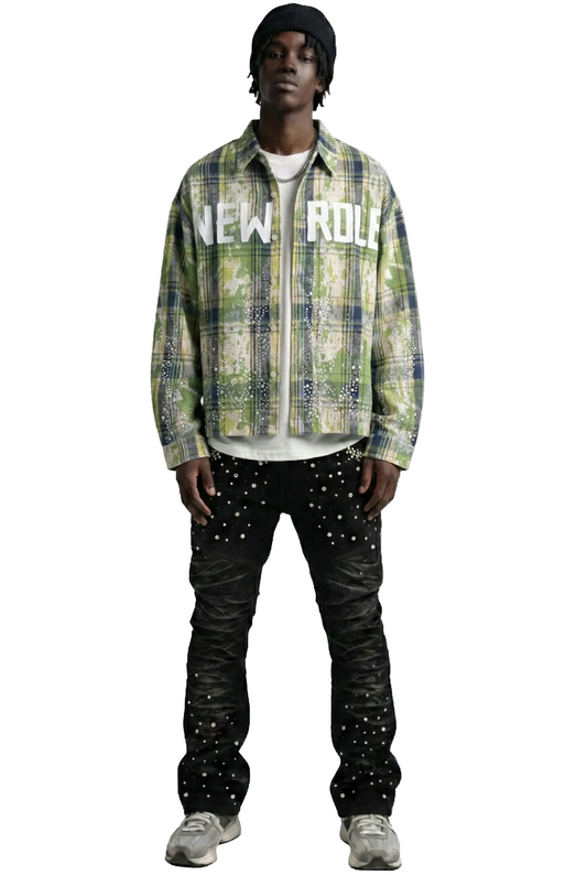 QUARTZ Heavy Flannel Crop Top Button Down Shirt