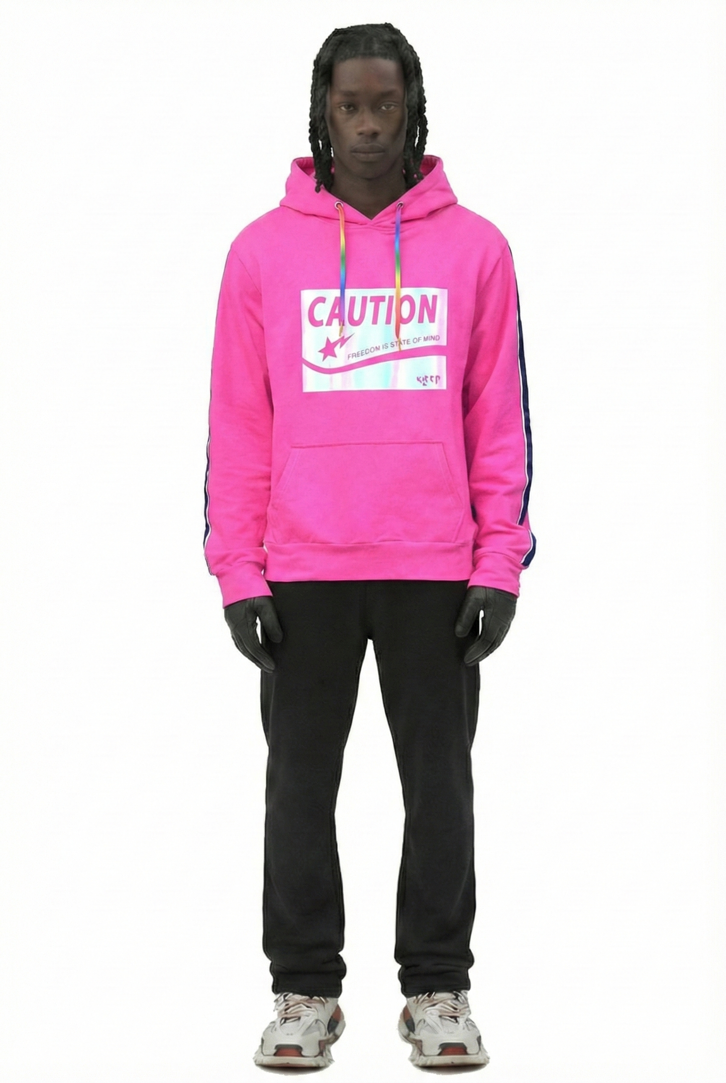 Tana Men's Premium Solid French Terry Hoodie with Reflective Print Details