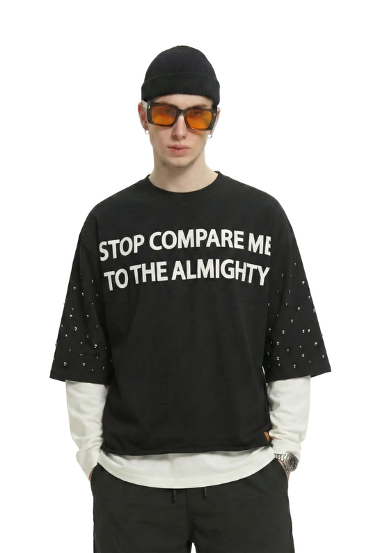 KARAN S/N Jersey 3/4 Sleeve Crop top Tee with Layered long sleeve