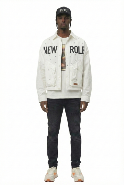 REVOL Twill Blended Nylon Crop Top Jacket