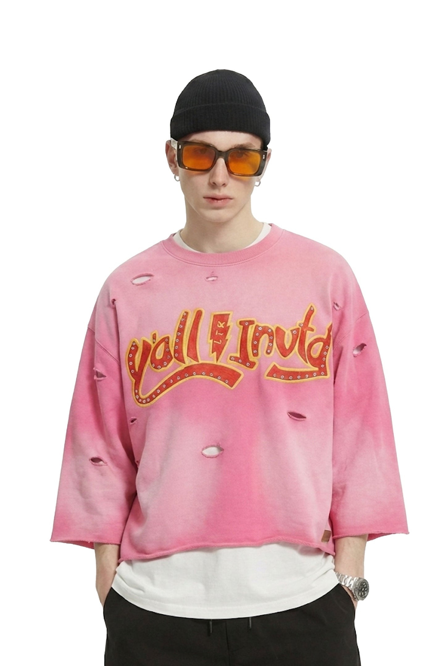 DARIUS S/N Jersey 3/4 Sleeve Crop Top Tee