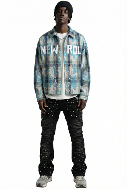 ASHEN Heavy Flannel Crop Top Button Down Shirt