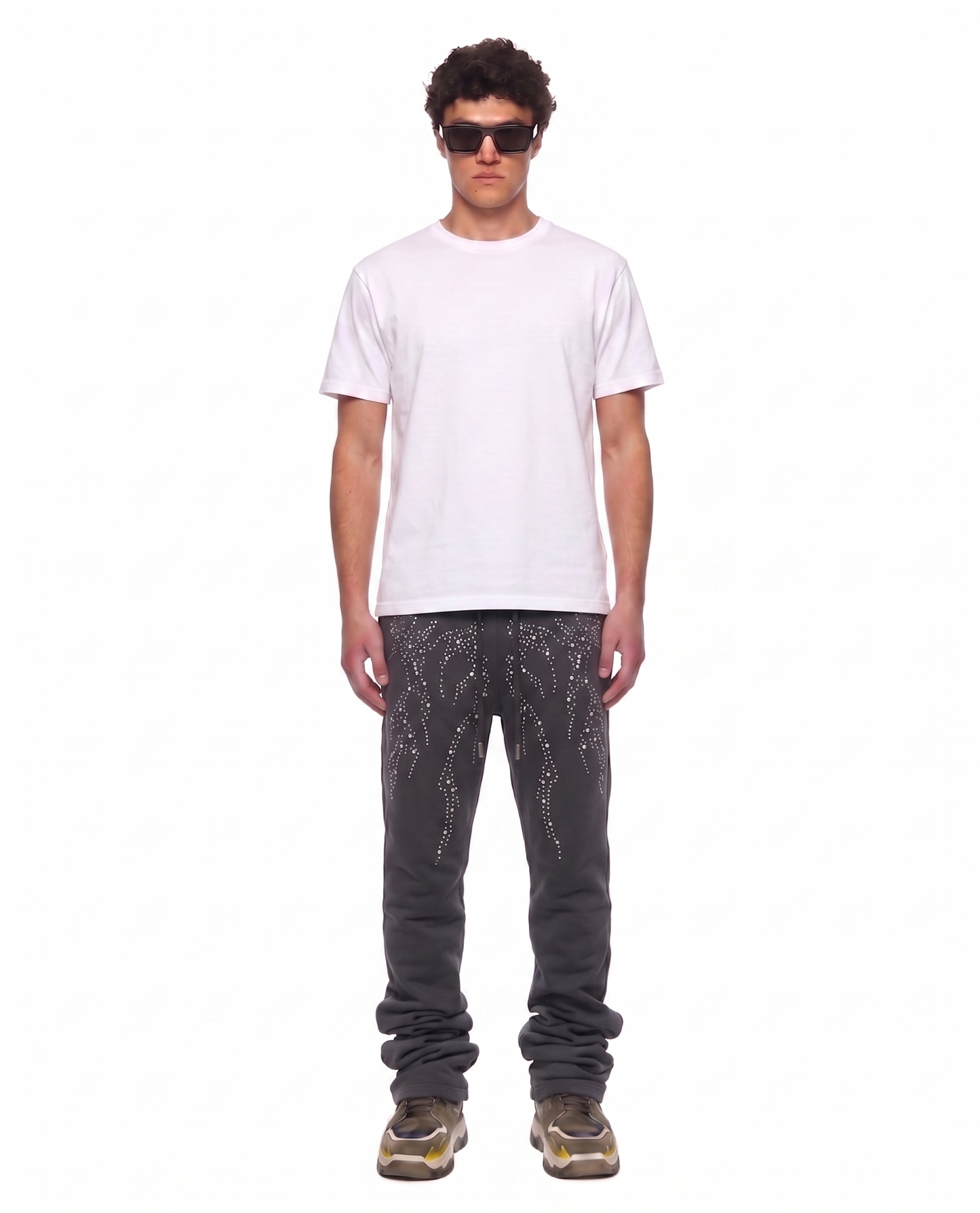CINDER Washed French Terry Stacked Jogger Pants
