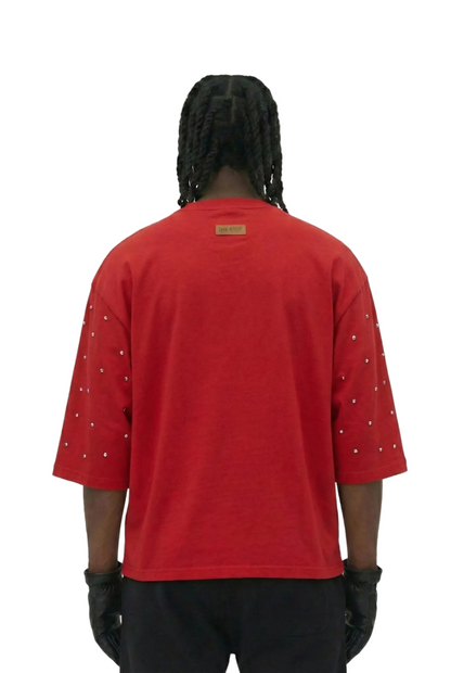 SIMON SN/ Jersey 3/4 Sleeve Crop Top Tee