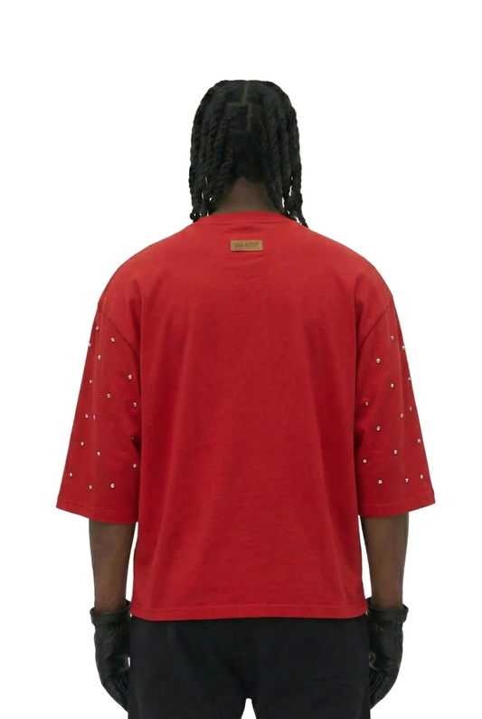 SIMON SN/ Jersey 3/4 Sleeve Crop Top Tee