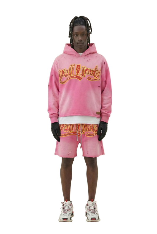 DARIUS French Terry 3/4 Sleeve Crop Top Pullover Hoodie