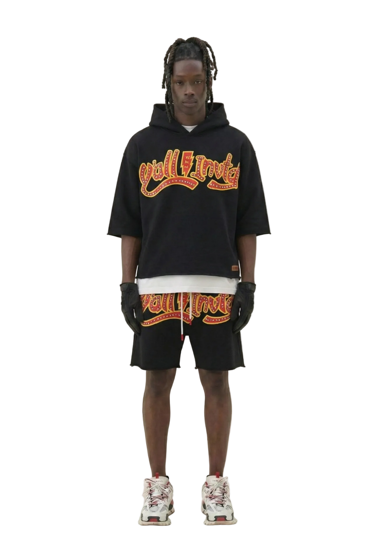 CURTIS French Terry 3/4 Sleeve Crop Top Pullover Hoodie