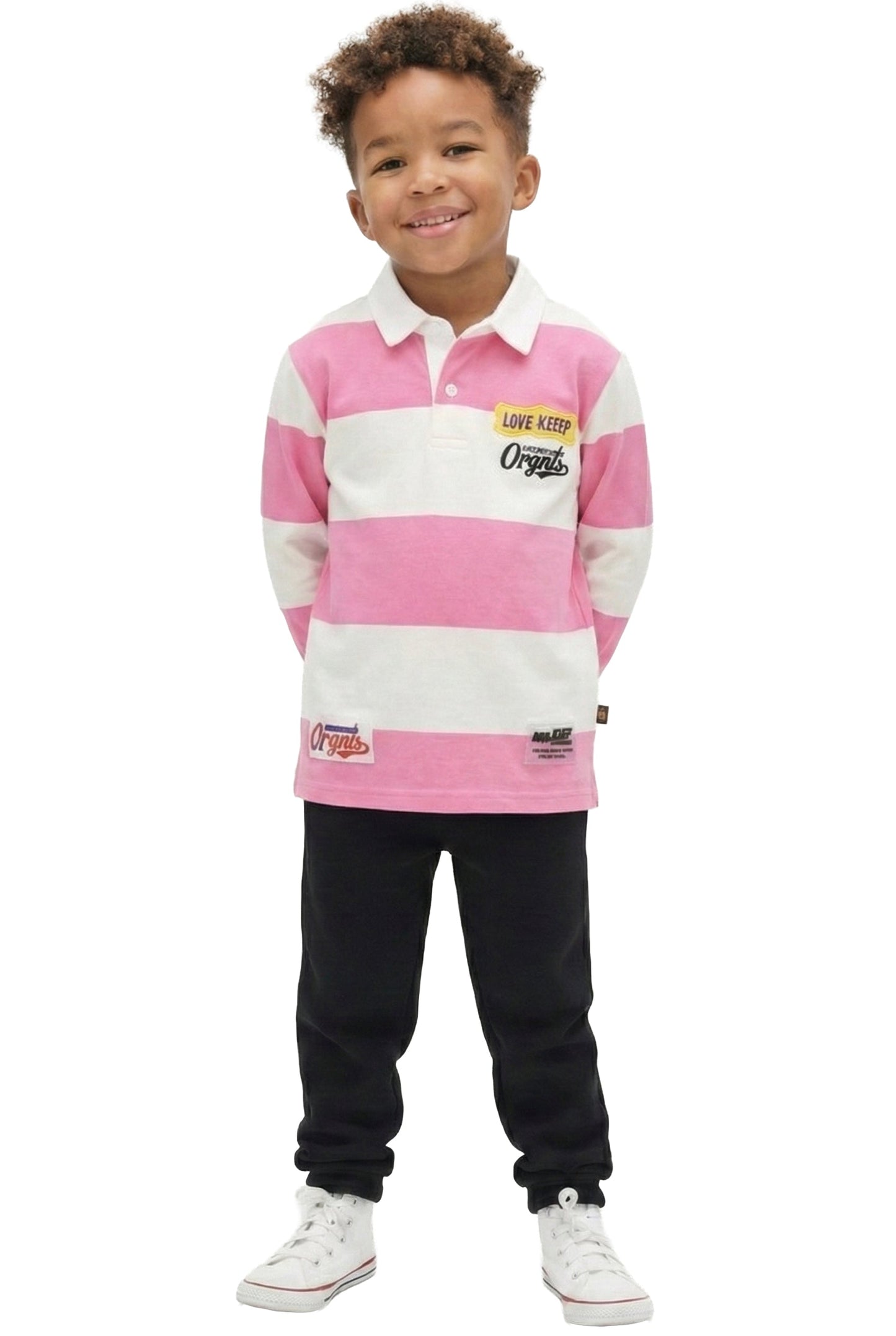 CREPE Kid's Long Sleeve Polo Shirt With Heavy Embroidery Works (PHRESH)