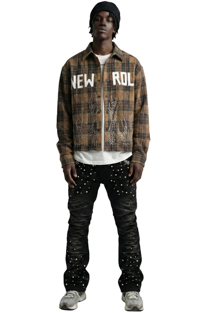 KLEEPSTONE Heavy Flannel Crop Top Button Down Shirt