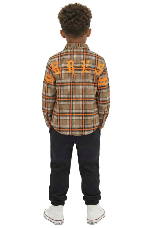 ROY Kid's Premium Mid-weight Flannel Shirt With Heavy Embroidery Works, Patch Work & Print Effects