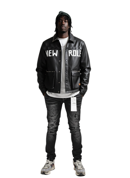 DRAKON Faux Leather Crop Top Jacket