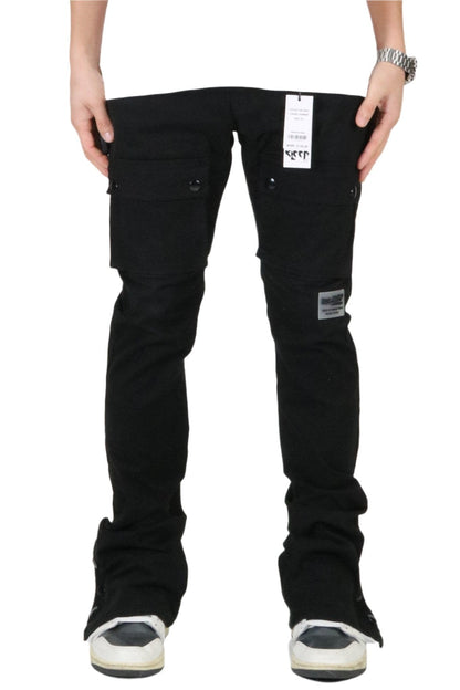Somber Men's premium flare stacked twill cargo pant with multi functional pockets