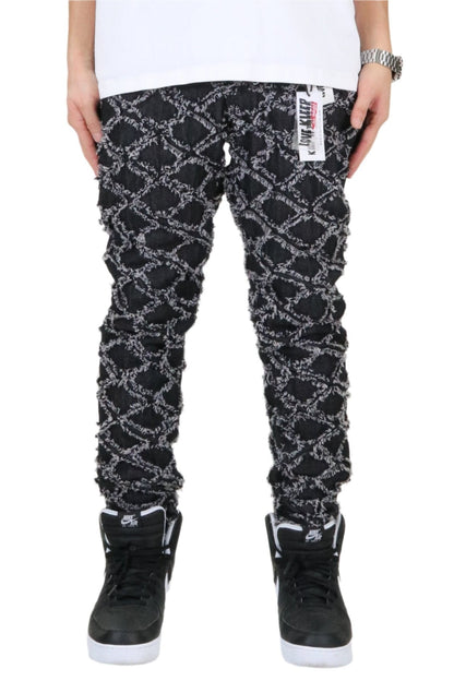 ACE Men's premium rip&repair slim fit quilted denim pants