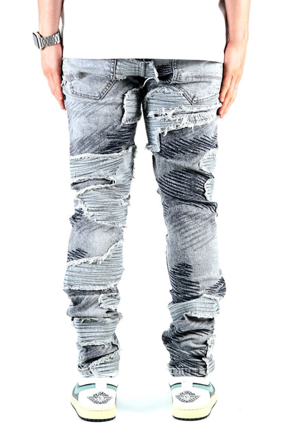 LIN Men's Premium Heavy Washed Skinny Denim Pants