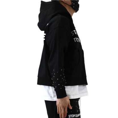 KARAN French Terry Long Sleeve Crop Top Full Zip Hoodie