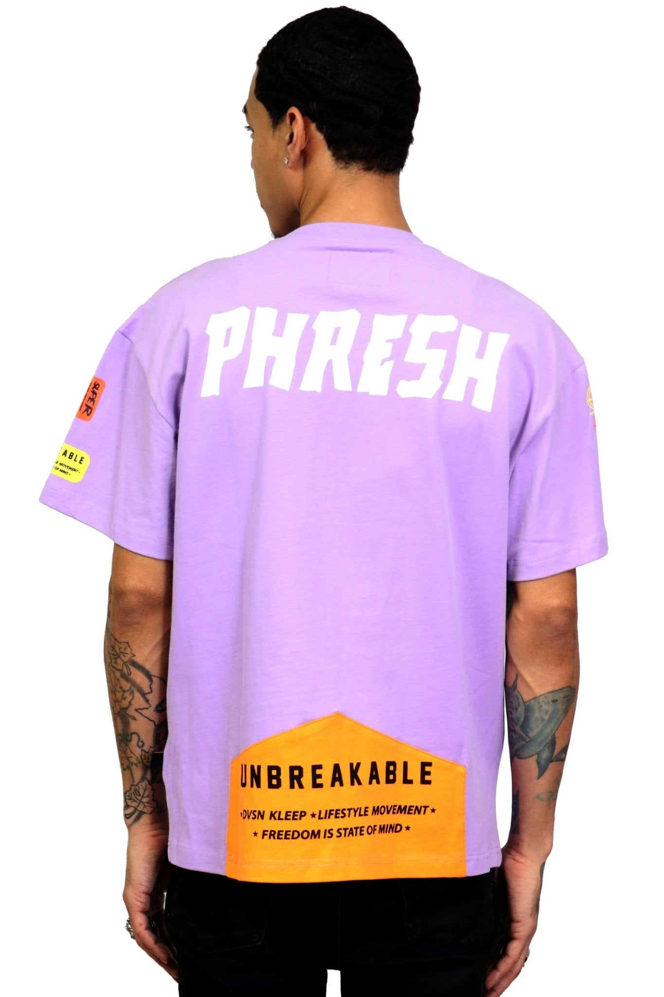 AMETH Men's graphic print purple cotton short sleeve tee