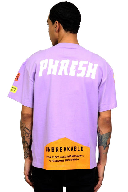 AMETH Men's graphic print purple cotton short sleeve tee