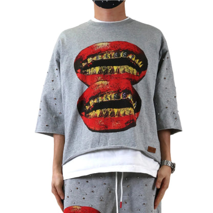 PETTI SN/ Jersey 3/4 Sleeve Crop Top Tee
