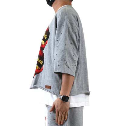 PETTI SN/ Jersey 3/4 Sleeve Crop Top Tee