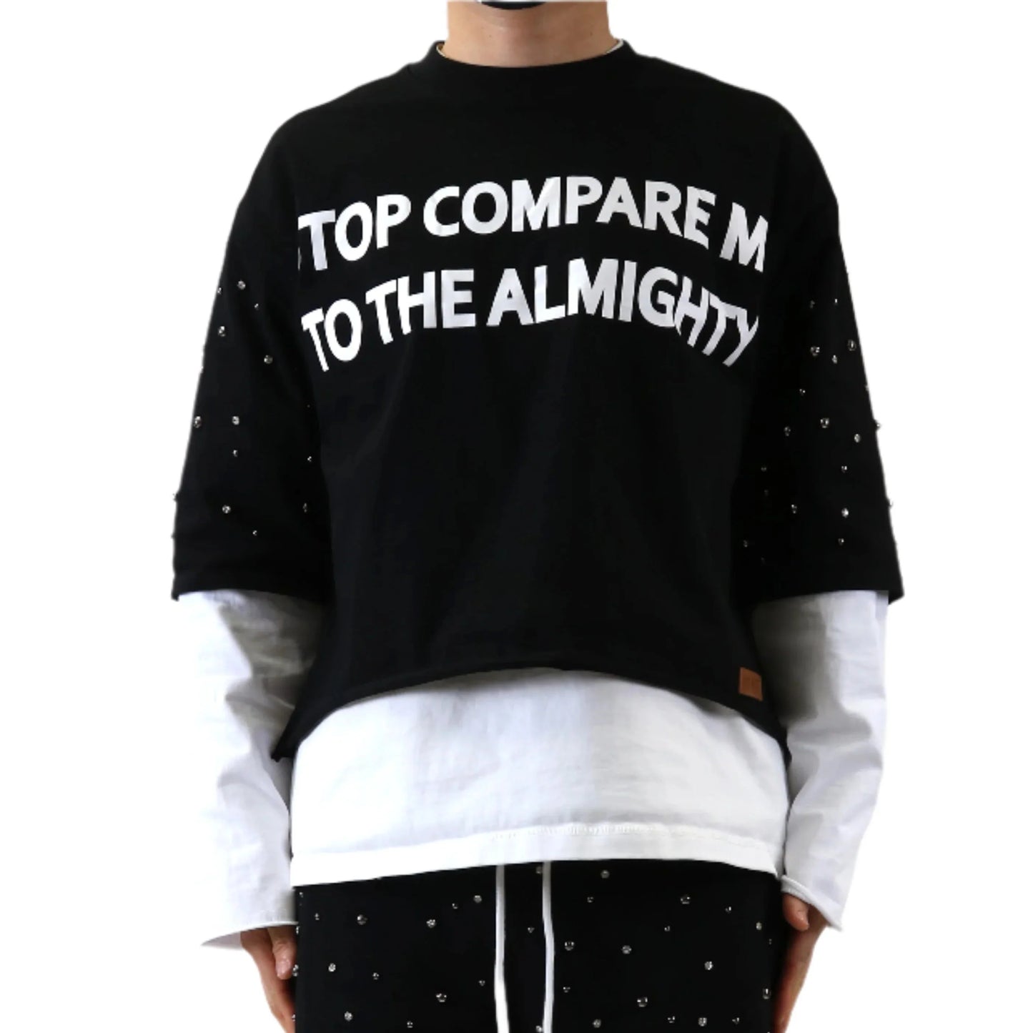 KARAN S/N Jersey 3/4 Sleeve Crop top Tee with Layered long sleeve