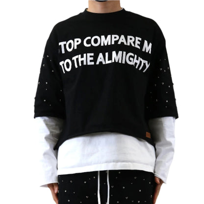 KARAN S/N Jersey 3/4 Sleeve Crop top Tee with Layered long sleeve